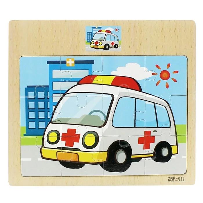 1pc Wooden Jigsaw Puzzle Kids Cartoon Animals Traffic Car Puzzles Game Kids Montessori Educational Toys for Children