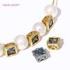 18K Gold Plated Brass With Zircon Square Spacer Beads,Loose Beads,Separators For Beads,For DIY Jewelry Making Accessories