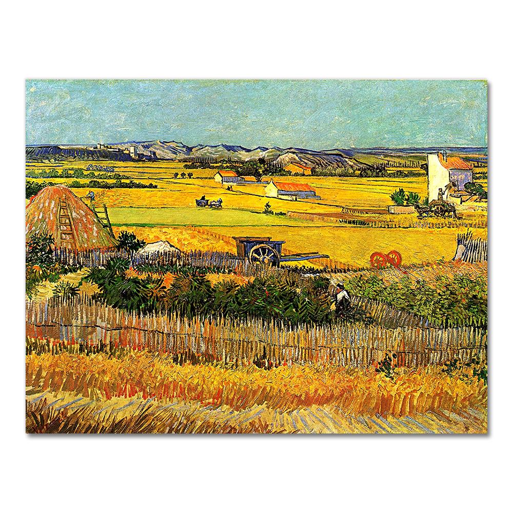 Żniwa w La Crau Van Gogha Krajobraz Obraz Olejny Reprodukcje na Płótnie Plakaty i Reprodukcje Obraz Ścienny do Salonu