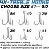 4X-Treble-Hooks-Saltwater-Big-Game-Fishing-Hooks Ultra Strong Stainless Size 3/0 1/0 2/0 4/0 5/0