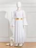 Girls Angel Costume Long Sleeve Gold Trim Patchwork Gown with Feather Accessories for Heavenly Cosplay Performances