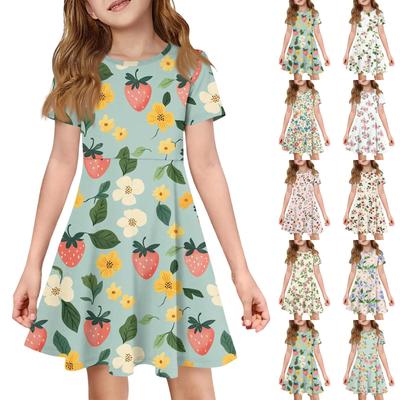 Mädchen Sommerkleid Farbe & Muster Kurzarmkleid Mit Tasche Freizeitkleid Kurze Ärmel Partykleid Ostertag