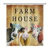 Farmhouse Highland Cow Shower Curtain With Hooks Funny Bull Cattle Bull Floral Decor Country Style Bothroom Curtain