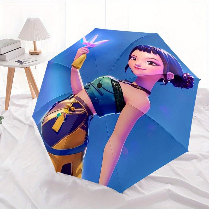 Ombrello pieghevole KPop Demon X con apertura e chiusura automatiche, telaio a 8 stecche e design compatto da viaggio, perfetto per tutte le occasioni | Elegante