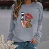 Women's Fashion Leisure Valentine's Day Print  Long Sleeve Pullover Top
