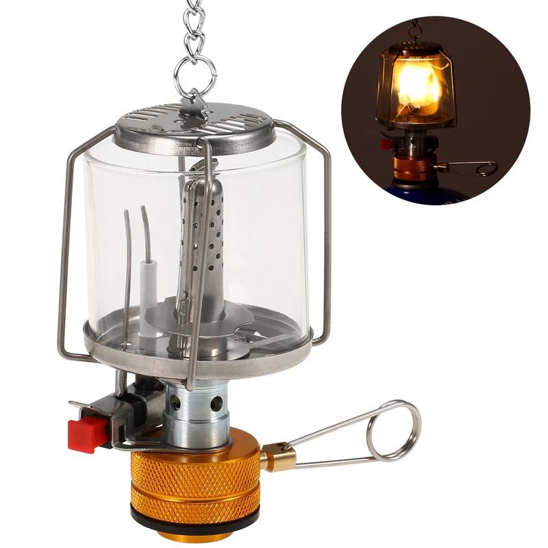 Outdoor Portable Camping Gas Lantern Piezo Ignition Mini Gas Tent Lamp Light with 3 Mantles and Adapter Portable Gas Lantern