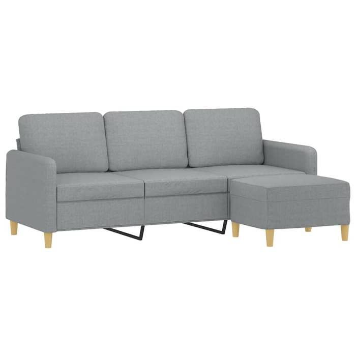 VidaXL Canapé à 3 places avec repose-pieds Gris clair 180 cm Tissu 3201192