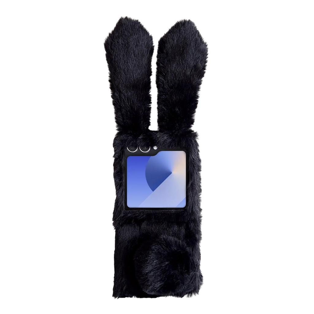 Für Samsung Galaxy Z Flip7 5G Hülle Hasenohren Winter Plüsch Hart PC Handyhülle