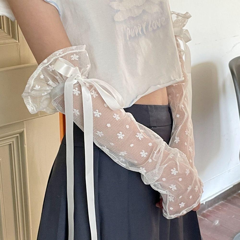 Bow Knot Lolita Arm Sleeve Sun-proof Wrist Cuffs Versatile Ribbon Arm Cuffs  Wedding