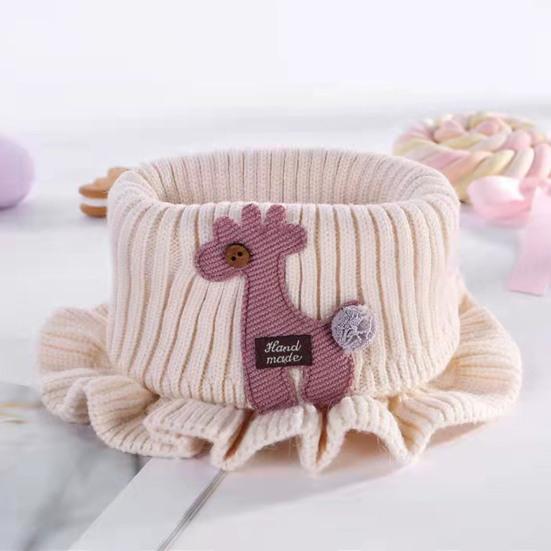 Neck Warmer Cartoon Giraffe Ruffle Knitted Windproof High Elasticity Keep Warm Ultra Soft Kids Fake Collar Neck Scarf for Winter