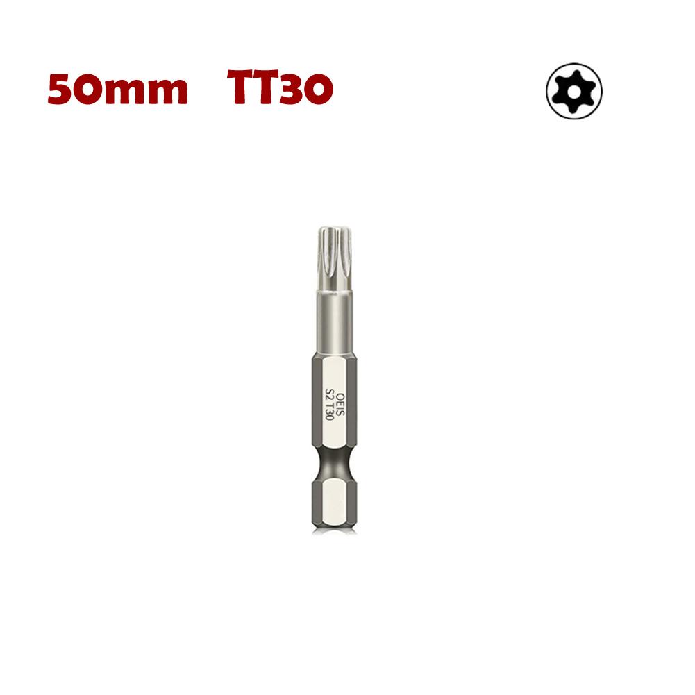 50mm magnetický dutý šroubovák Torx bity 1/4 palcové elektrické šroubováky ze slitinové oceli se šestihrannou stopkou hlava T7-T40
