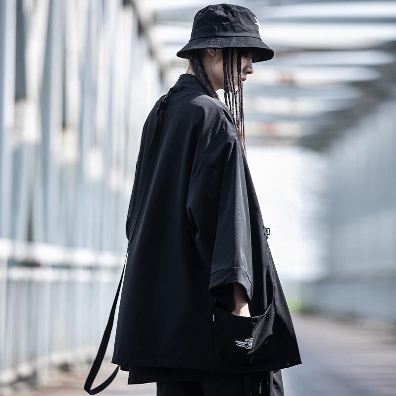 AOGZ Loose Fit Drawstring Robe Shirt L