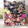 Anime JoJo Bizarre Adventure Cartoon Flannel Blanket,Ultra Soft Warm Plush Throw for Home Bedroom Bed Sofa Cover Office Picnic