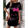 Robe d'été élégante et belle pour femme Nouvelle collection Hello Kitty Jupe courte sexy Robe mini à col rond pour femme