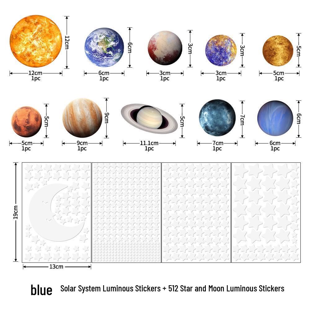 Glow-in-the-Dark Solar System Wall Stickers: 9 Planets, Moon, and Meteors for Kids’ Room Décor