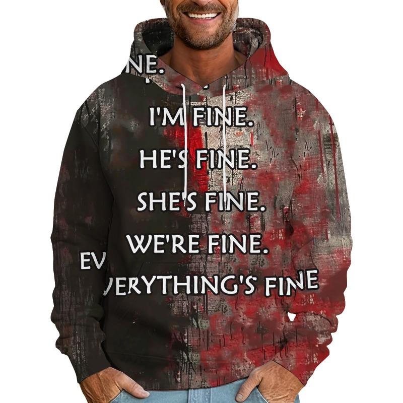 Vintage 3D It'S Not My Blood Bloody Letter Patterns Printed Sweatshirts Hoodies For Men Clothes Y2k Top Pullovers Spring And Autumn Boy Tees Clothing