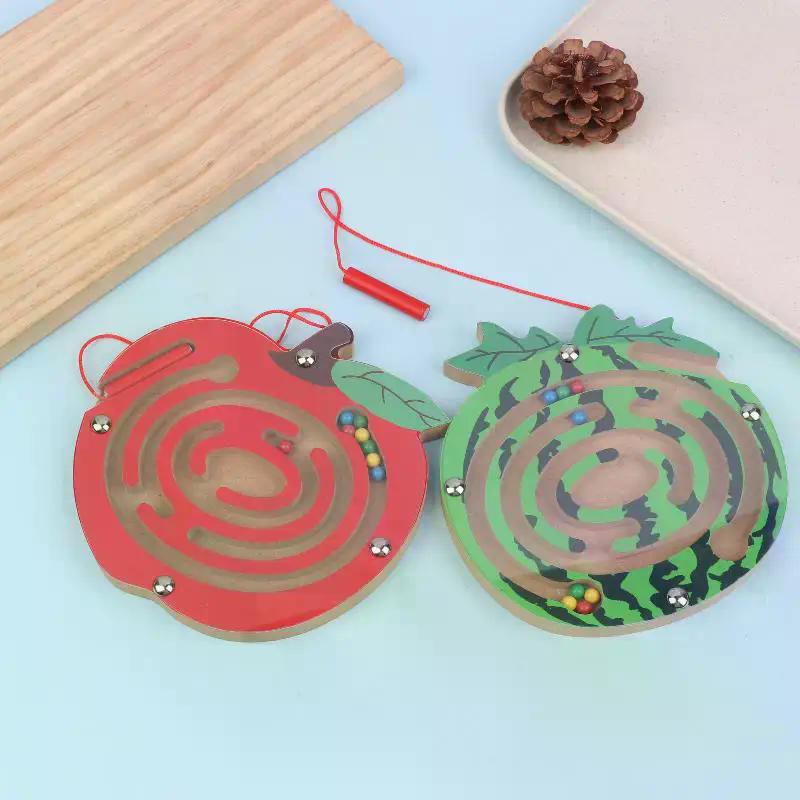 Magnetic Pen Maze Toy With Magnetic Beads, Wooden, Educational Early Childhood Toy, Kindergarten Gift Toy