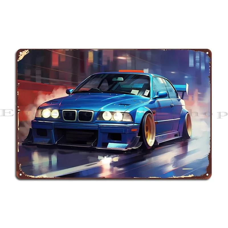 Blue Car E Thirty Six Metal Plaque Poster Funny Club Wall Decor Printing Customize Tin Sign Poster