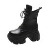 2025 Nuovi Stivaletti con Plateau Chunky da 8 cm Donna Autunno Inverno Stivali da Motociclista Donna Fondo Spesso Antiscivolo Pelle Stivali da Combattimento
