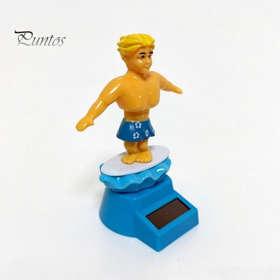 Surfing BilFigur Surfare Pojke Solcellsdriven Nickande Leksak, Tecknad Bobblehead för Mittkonsol Tillbehör Instrumentbräda, Bil Gungande Skakande Figur Kontor
