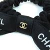 Excellent CHANEL hair accessory COCO Mark Logo Ribbon Scrunchie Hair Tie 24B Used