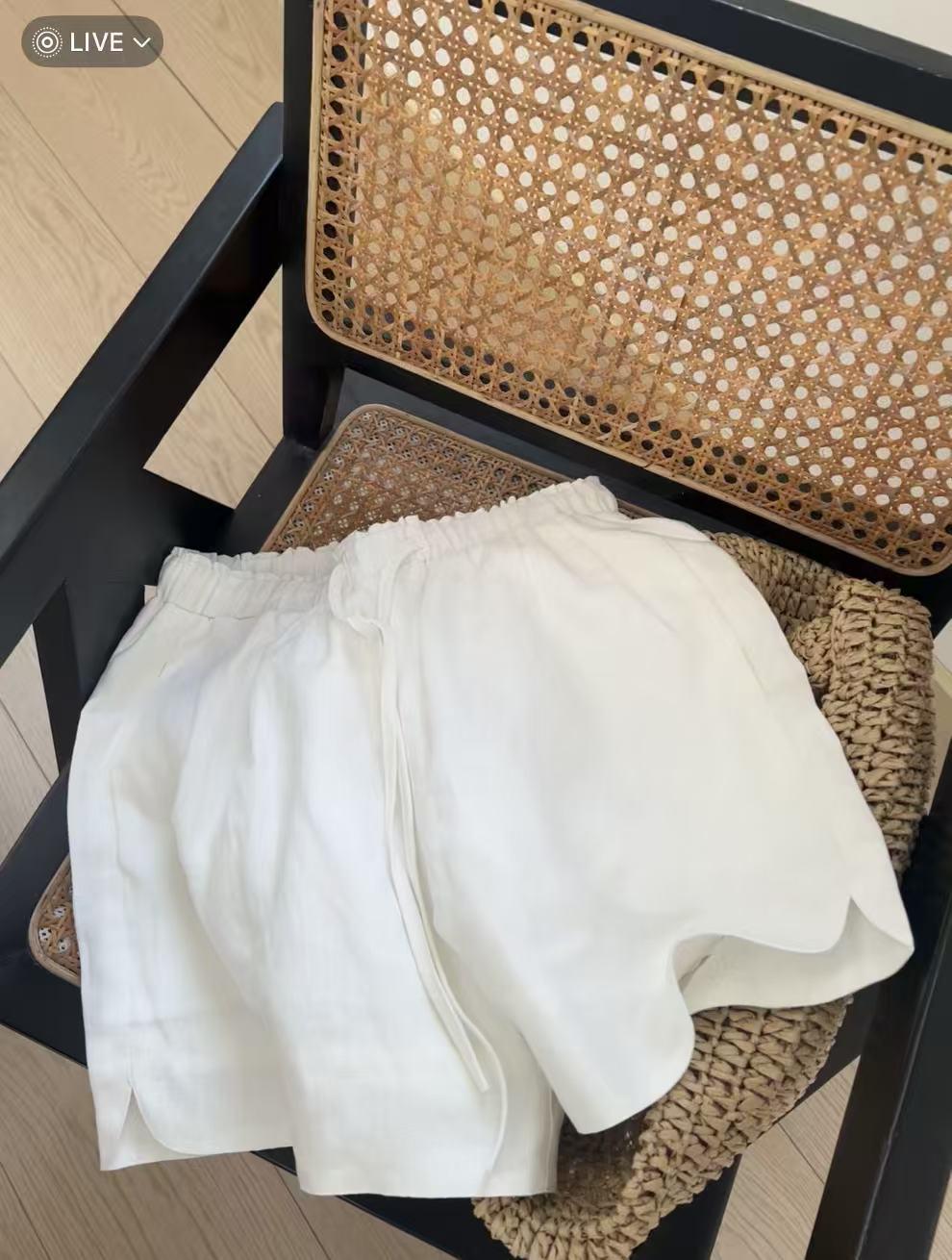 Summer Enzyme Wash Tencel Linen Casual Elastic Waist Shorts Small