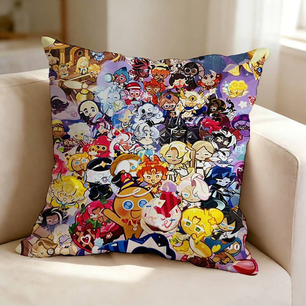 Fantasy game CCookie Run Kingdom Pillow Case Square DoubleSided Sofa Cushion Cover Bedroom Bedside Pillow