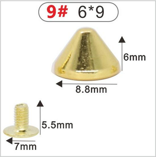 Punk Spike Alloy Bullet Rivet Horn Cone with Base Screw for Apparel, Bags, Shoes
