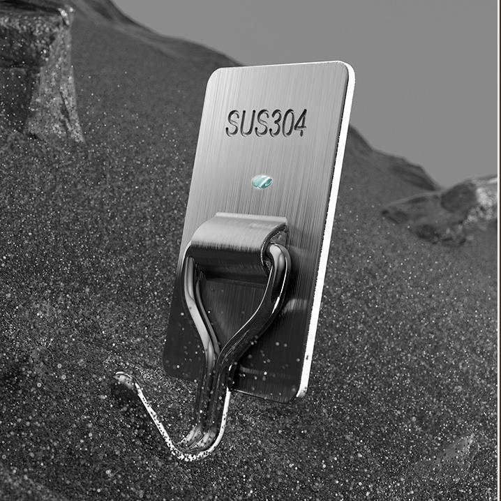 Stainless Steel Hook Kitchen Bedroom Wall Clothes Hook Non Punching Storage No Trace Strong Adhesive Hook Hanging Rack