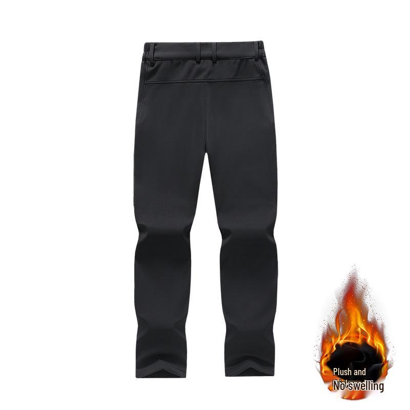 Men's Waterproof Multi-Pocket Cargo Ski Pants - Plus Velvet Warmth, Outdoor Sports / Mountaineering, Straight Leg, Autumn-Winter Long Pants