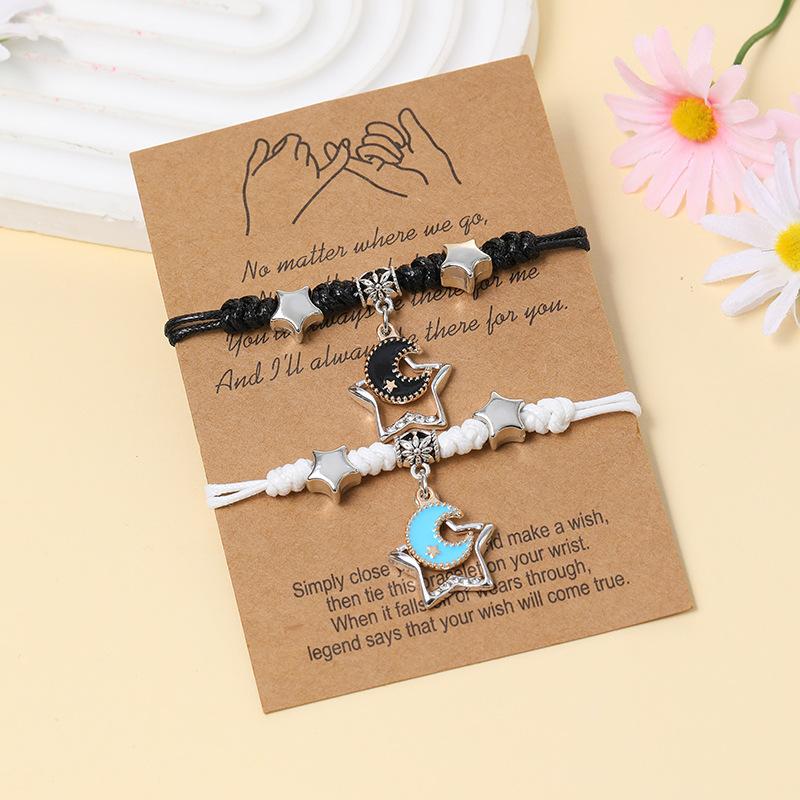 

Браслет дружбы для школьницы, подруги, ручной работы, из сплава, регулируемый, для пары