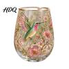 Large Capacity Wine Glass Cup Egg Shape Clear Lead-Free Crystal Enamel Painted Golden Rim Liberty Bell Themed Vintage Drinking Tumbler Glassware for