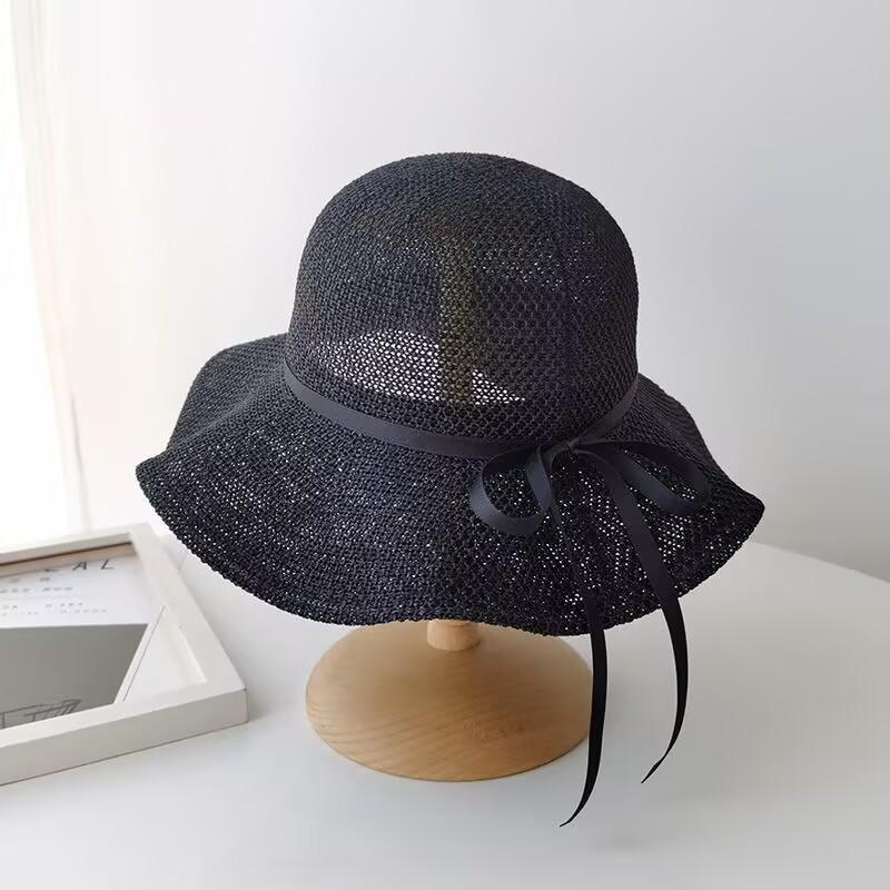 Summer Hat Women's Sunscreen Hat Sun Hat Mesh Breathable Sun Hat Bow Fisherman Hat Outdoor Travel Basin Hat