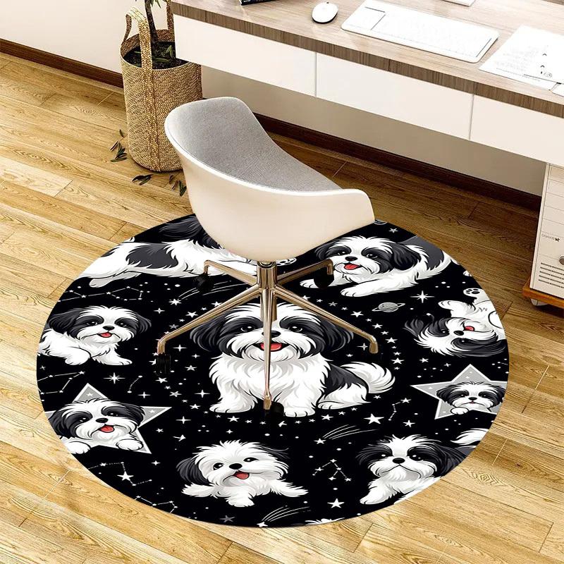 1PC Dog Space Non-Slip Floor Round Carpet, Office, Family, Bedroom, Large Area Rug Indoor Rugs, Durable Polyester-L0367