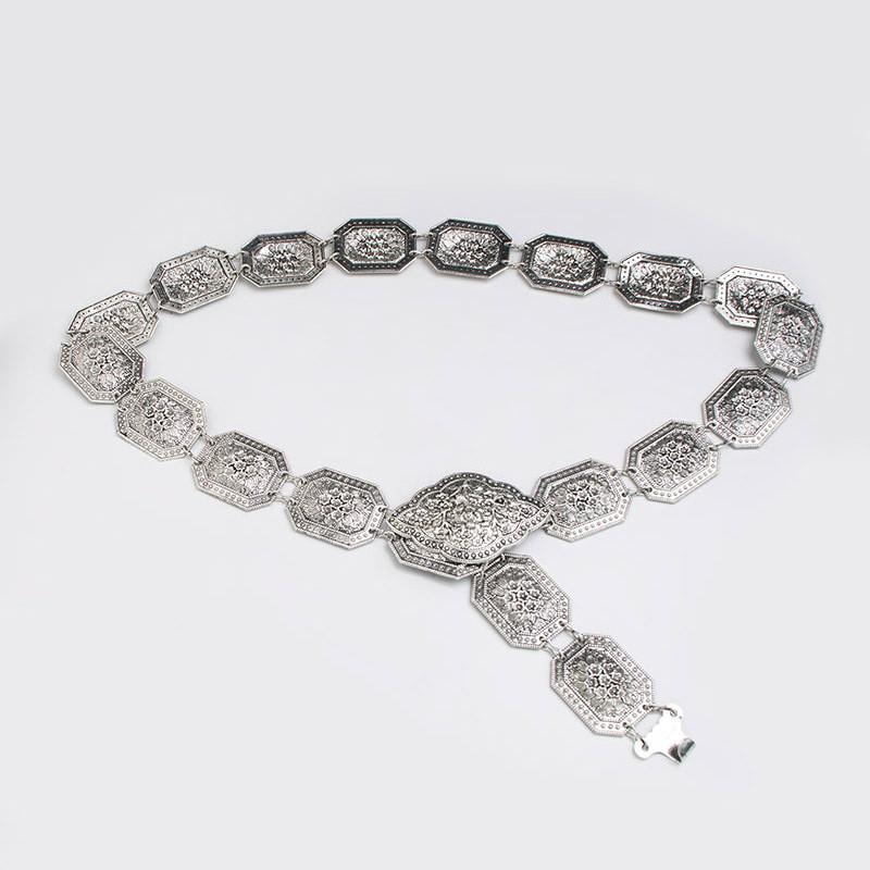 Waist Metal Ladies Belt With Retro Engraved Details For Cultural Costumes And Fashion