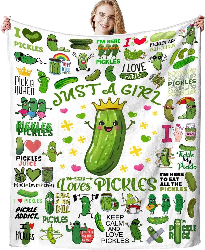 Pickle Blanket Soft Cozy Flannel Throw Blankets for Bedding Decor Couch Warm Gifts for Pickles Lover Girls Women Kids Adults