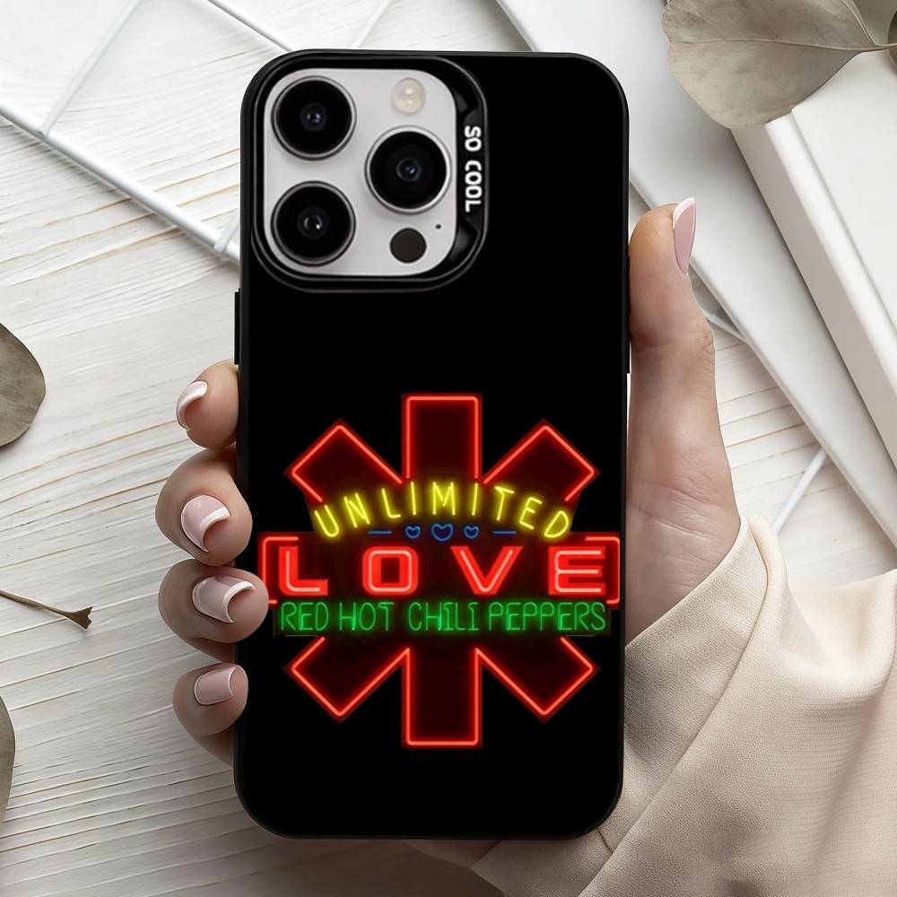 Unforgettable Red Hot Chili P-Peppers Bnd Phone Case For iPhone17,16,15,14,13,12,11 Plus,Pro Max Black Candy Silver Plated Cover