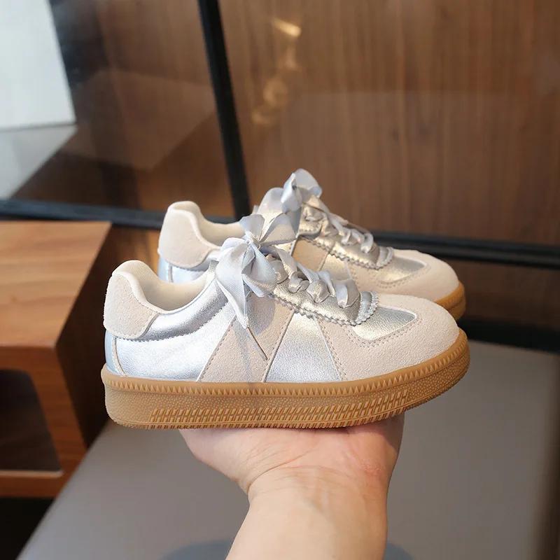 Children Tennis Shoes Girls School Causal Shoes New Fashion Patchwork Kid Running Sneakers for Boys Versatile Non-slip Hook Loop