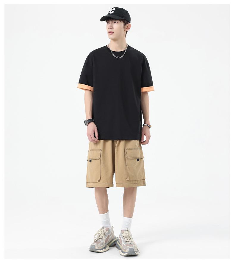 Kunhai Pengyun Men's Color Block Summer Heavyweight Neutral T-Shirt