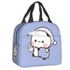Custom Peach And Goma Mochi Cat Eating Ramen Thermal Insulated Lunch Bags Women Portable Lunch Container Travel Storage Food Box