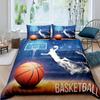 Copripiumino da Basket per Ragazzi Nero con Motivo a Palla Tema Sportivo Biancheria da Letto Bambini Adolescenti Campo da Basket Decorazione Stanza Giochi Competitivi