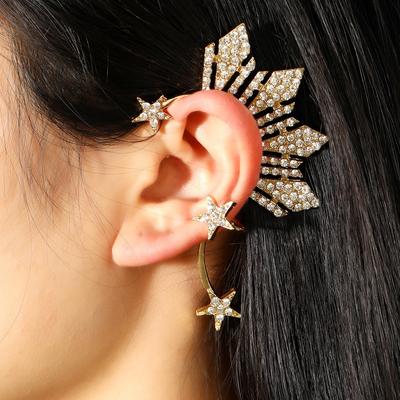 Boucles d'oreilles simples à cinq branches en forme d'étoile à cinq branches en diamant géométrique personnalisé à la mode sans boucles d'oreilles percées grandes boucles d'oreilles avec accessoires