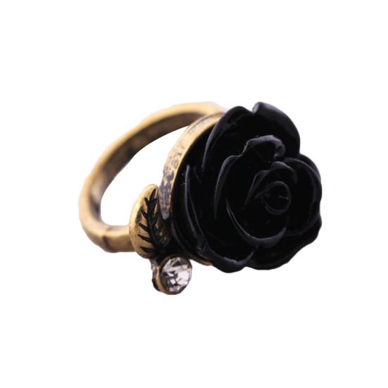 Ring Rose Leaf Elegant Vintage Women Rhinestone Ring for Dating