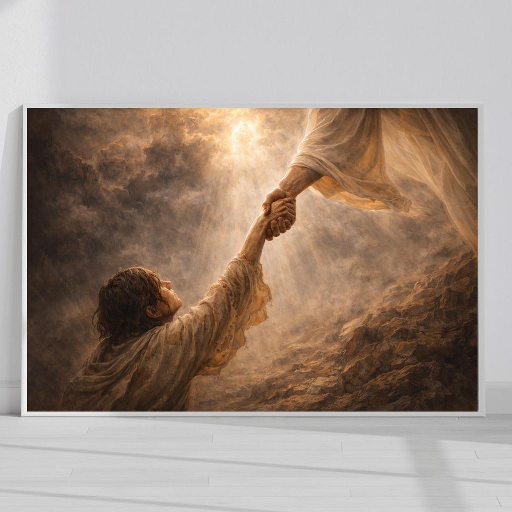 Jesús extendiendo la mano Arte de pared fino Arte de curación por la fe Decoración cristiana emocional para el hogar Decoración de pared en lienzo Redención