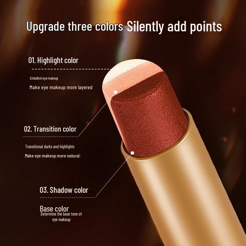 Lilin Zhi Radiant Eyes Three-Color Gradient Eyeshadow Stick - Glitter Highlight, Long-Lasting, One-Swipe Application