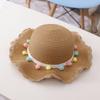 Kids Girls Pompom Ball Colorful Summer Hat Sun Protection Straw Woven Beach Hat Handbag Bucket Cap