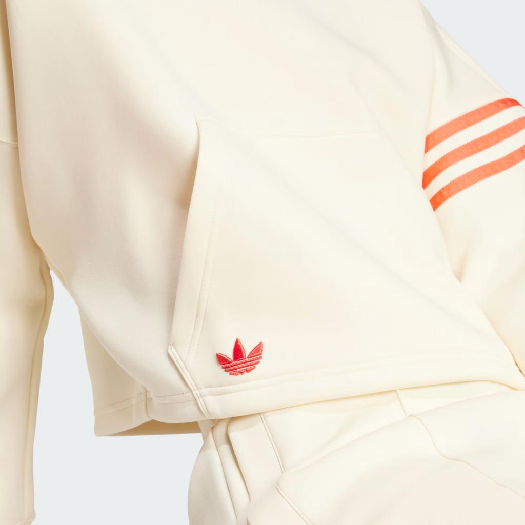 adidas Felpa con cappuccio Originals Neuclassics Moda Confortevole Semplice Versatile Ampia Manica Lunga Felpa Donna felpe Bianco Sporco JI8502
