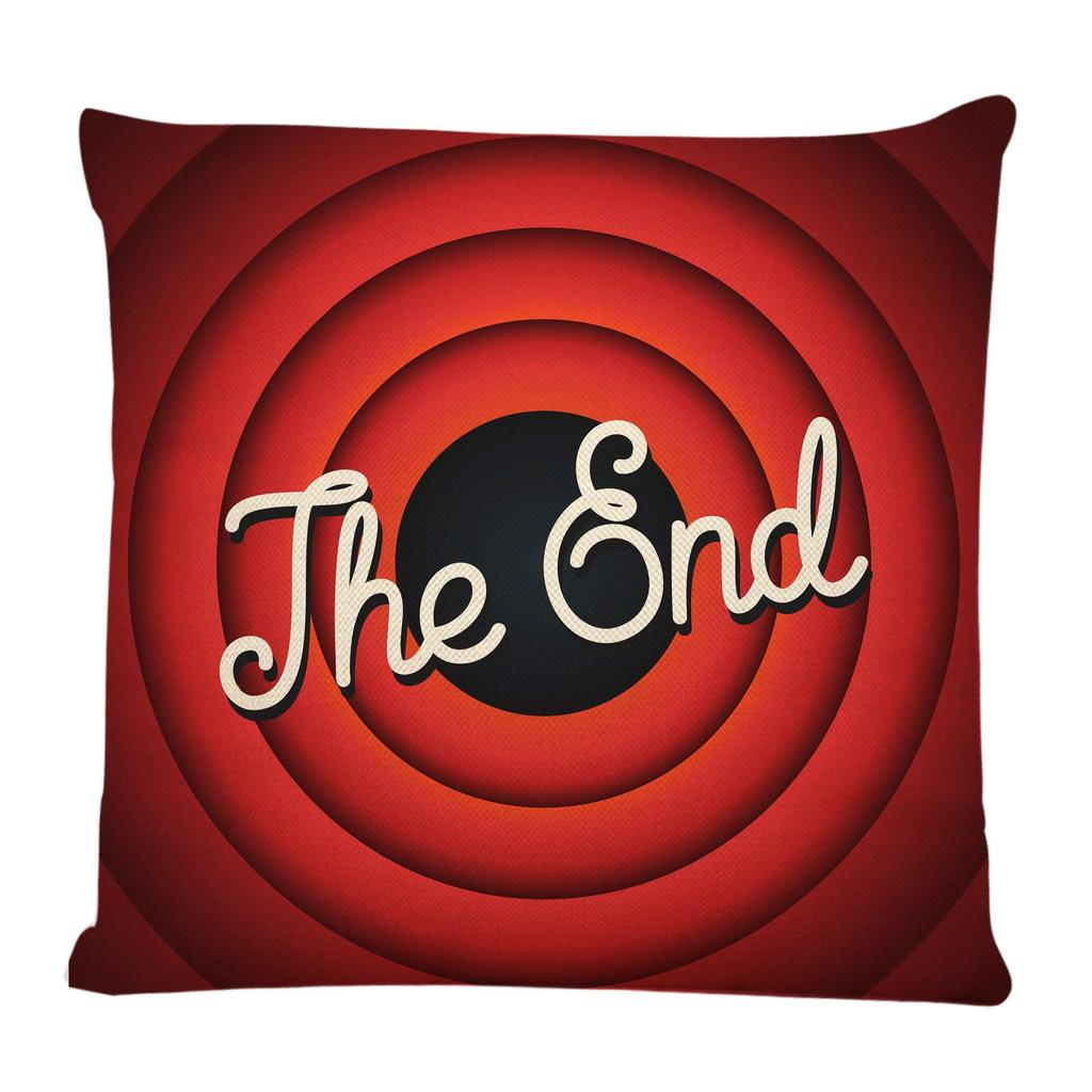 Retro The End Pillowcase, Vintage Red Circle Cushion Cover, Classic Movie Finale Home Decor, Cinema Lover Gift
