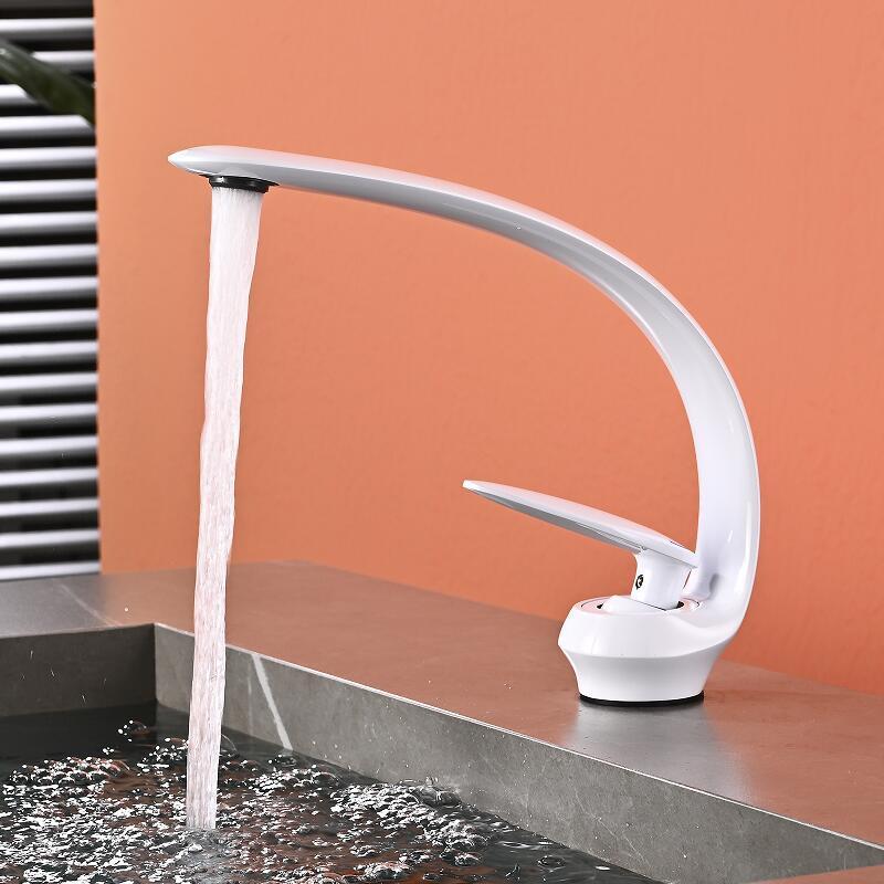 Tuqiu Antique Bathroom Faucet White Sink Mixer Tap Brass Hot Cold Brush Gold Wash Basin Faucet Single Handle Crane For Bathroom