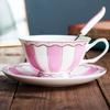 1set European Elegance Candy Colored Ceramic Coffee Cup with Matching Saucer Perfect for Coffee Afternoon Tea Set Drinkware Gift